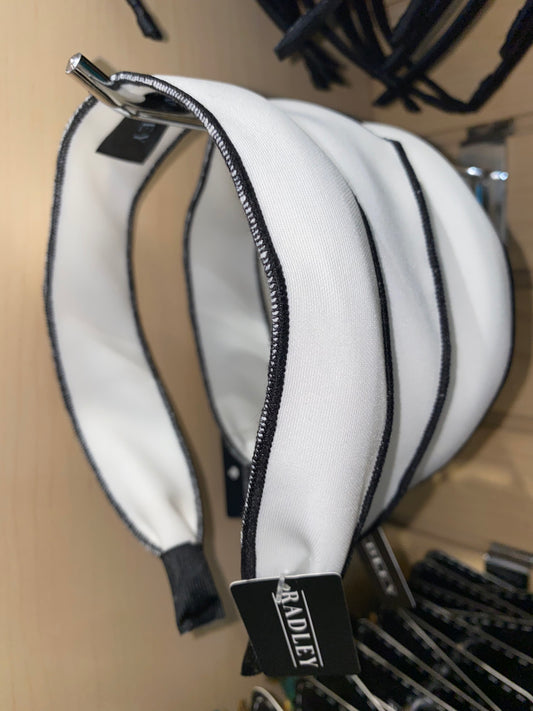 Scarf Headband - White with Black Border